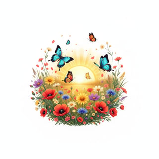 Vintage Butterfly Meadow Illustration