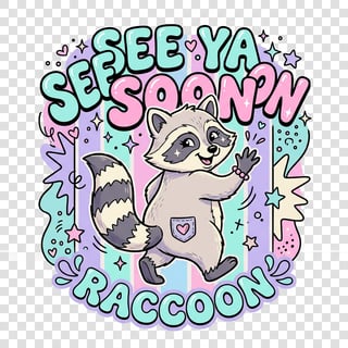 See Ya Soon Raccoon Playful PNG Design