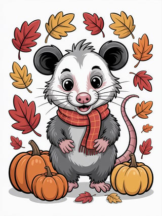 Quirky Opossum with Red Scarf