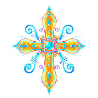 Iridescent Blue Fantasy Cross Design