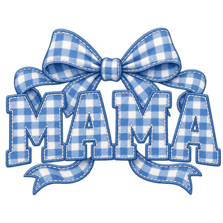 Blue Gingham MAMA Chest Print