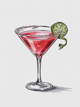 Watercolor Cosmopolitan Cocktail Glass