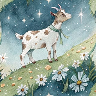 Spotted Goat on Green Hill