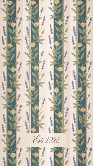 Vintage Blue and Cream Floral Wallpaper