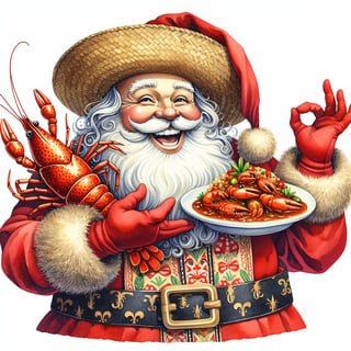 Cajun Santa Claus Watercolor Art