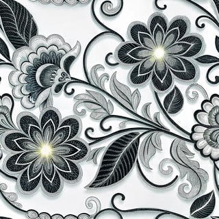 Neon Silver and Black Floral Embroidery