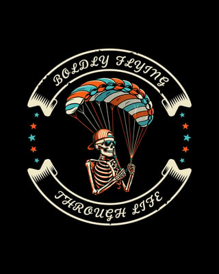Vintage Skeleton Paraglider Badge