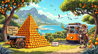 Colorful Comic Scene in Sunny Mallorca