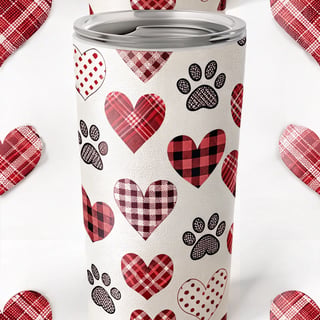 Valentine Plaid Puppy Paw Prints Pattern
