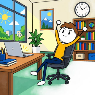 Flat 2D Cartoon Office Stretch