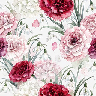 January Birth Month Floral Pattern