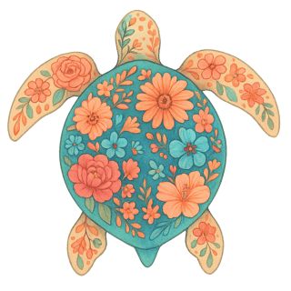 Boho Sea Turtle with Floral Design