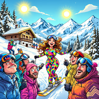 Humorous Après-Ski Party Cartoon