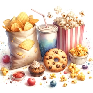 Whimsical Snack Watercolor Illustration