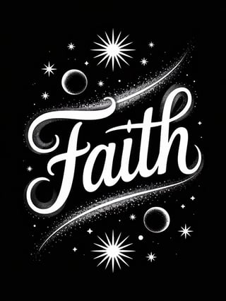 Glowing Faith Design in Black and White