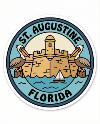 St Augustine Florida Cartoon Badge