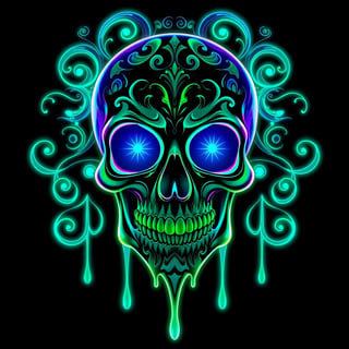 Symmetrical Glowing Fantasy Skull Art
