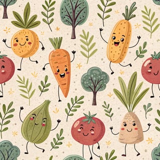 Smiling Vegetables Vector Illustration