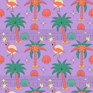 1980s Pastel Tropical Nightlife Pattern