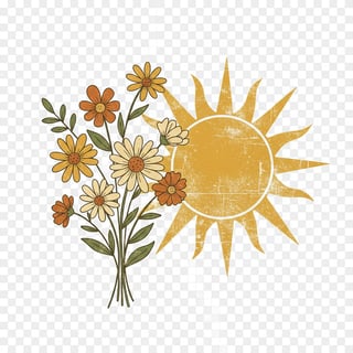 Vintage Boho Sunshine Wildflower Clipart