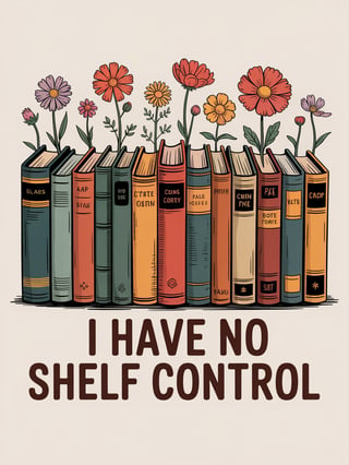 Vintage Books and Floral T-Shirt Design
