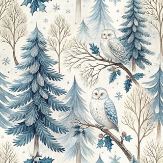 Mystical Winter Watercolor Pattern