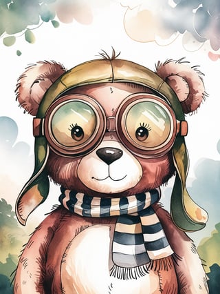 Watercolor Teddy Bear Illustration