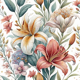 Vibrant Lilies Floral Illustration