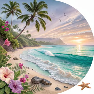Elegant Tropical Beach Scene in Circle
