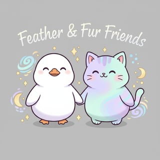 Chibi Goose and Pastel Cat Duo