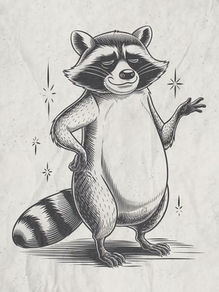 Vintage Smug Raccoon Illustration