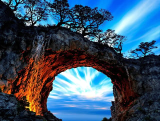 Dramatic Natural Arch Landscape Photo