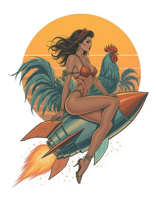 Retro Key West Sunset Pinup Girl