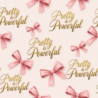 Pink Bow Pattern with Gold Script