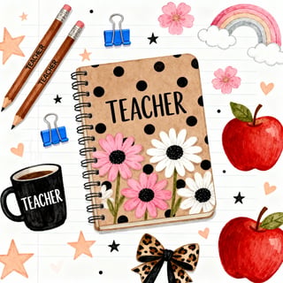 Teacher-Themed Stationery Illustration