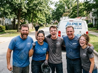 HVAC Crew Celebrating in Raleigh