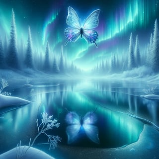 Moonlit Butterfly Over Tundra Lake