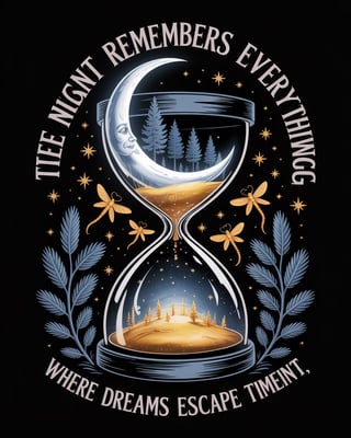 Glowing Crescent Moon Forest Shirt Design