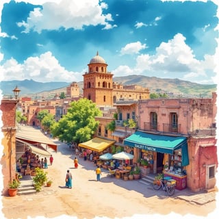 Vibrant Ink & Watercolor Travel Poster