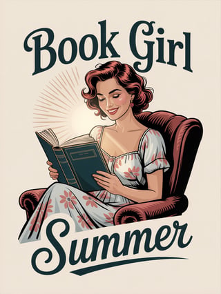 Whimsical Book Girl Summer Design