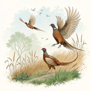 Vintage Pheasant Wildlife T-Shirt Design