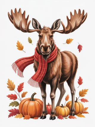 Curious Moose with Red Scarf