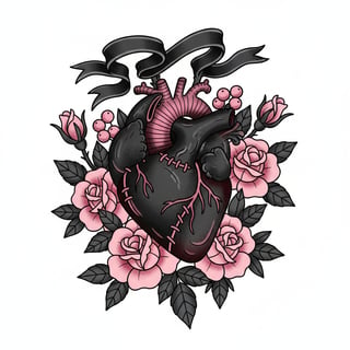 Vintage Black Leather Heart Tattoo