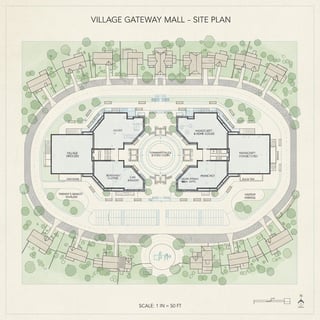 2D Shopping Mall Layout in Village