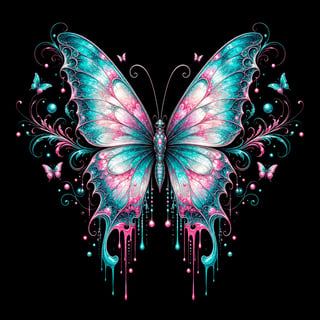 Fantasy Butterfly with Glowing Neon Wings