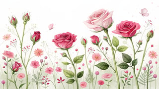 Vivid Small Roses Illustration