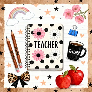 Teacher-Themed Stationery Illustration