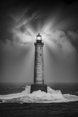 Minimalistic Black and White Lighthouse Art