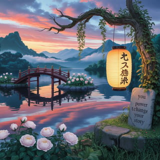 Studio Ghibli Inspired Sunset Landscape