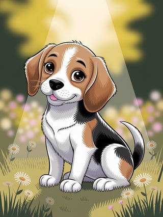 Cute Animated Beagle Puppy Art